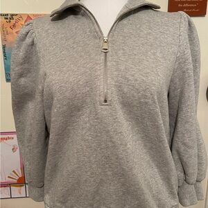 Gestuz Sweatshirt Gray  Quarter Zip High Collar Wide Sleeves